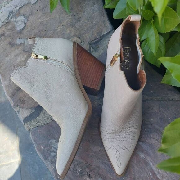 Franco Sarto Western Leather Ankle Booties | Pointed Toe Block Heel | Size 8.5 | - Picture 4 of 10